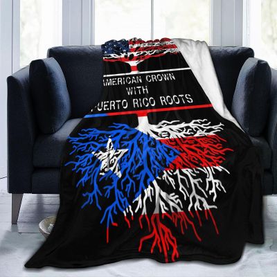 American Crown with Puerto Rico Roots Ultra-Soft Micro Fleece Blanket, Breathable, Lightweight Comfortable Throw Blanket Cozy Bed Throws All Seasons 80"x60"inch
