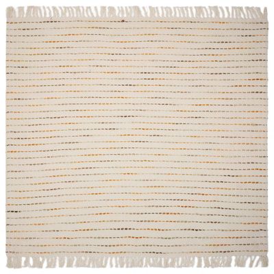 Cream Woven Cotton Striped Throw Blanket
