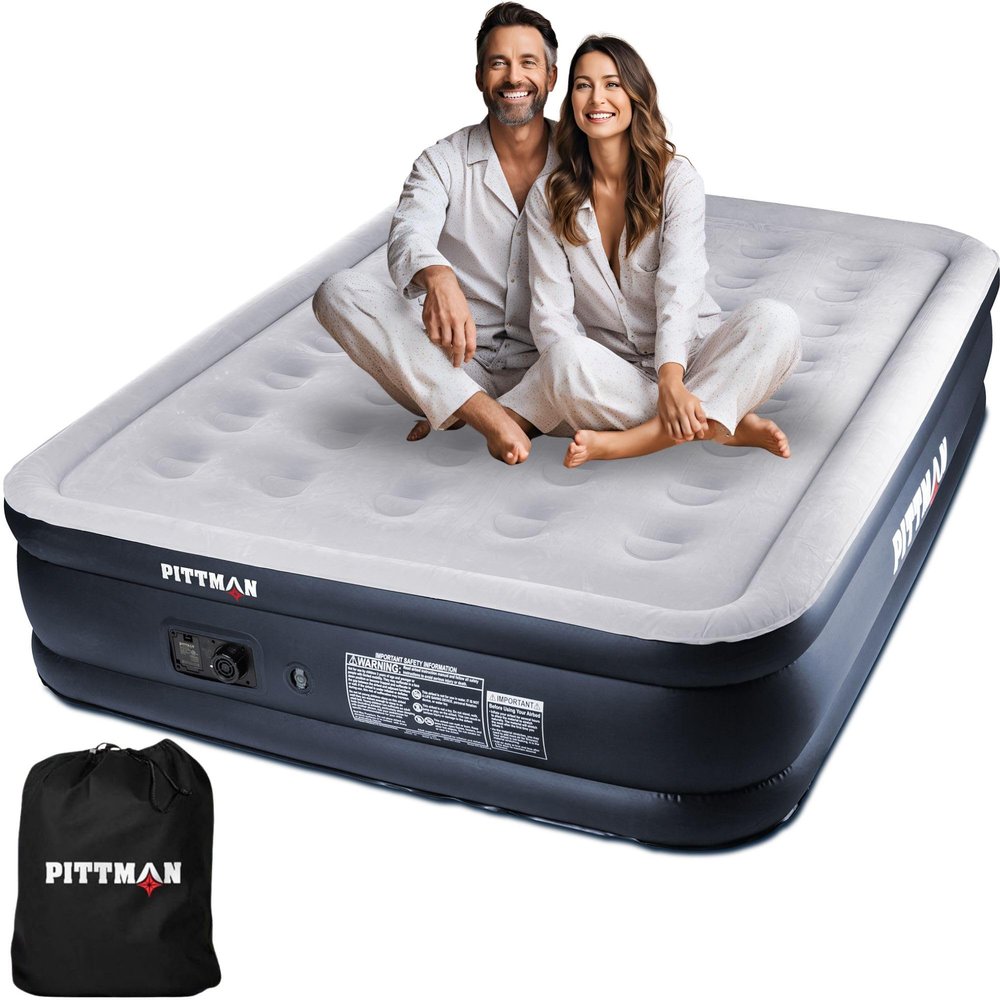 Pittman - Air Mattress Queen with Built in Pump - 18" Queen Air Mattress - Comfort Series Self Inflates & Deflates Fast - Easily Folds Away - Treat Your Guests to a Luxury Air Bed