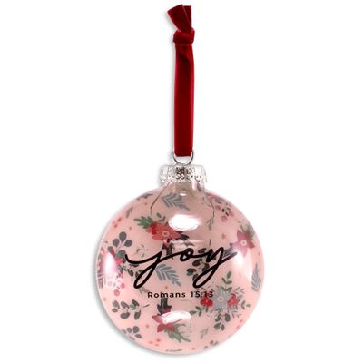 Lighthouse Christian Products Joy - Romans 15:13, Multicolor 3.5 Inch Glass Half Dome Hanging Ornament