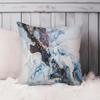 Ethan Taylor Abstract Throw Pillow Soft Cushion Cover 'Luxe Blue Geode Modern Agate Marble Crystal Fractal' Modern Pattern Decorative Square Accent Pillow Case, 20x20 Inches, Blue, Gold view 4