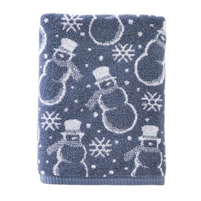 SKL Home Christmas/Winter Top Hat Snowmen Bath Towel, Blue