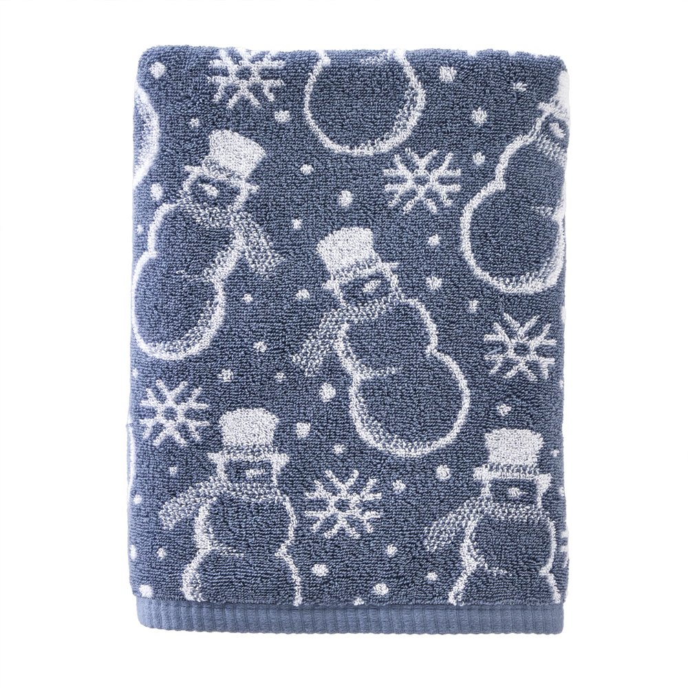SKL Home Christmas/Winter Top Hat Snowmen Bath Towel, Blue