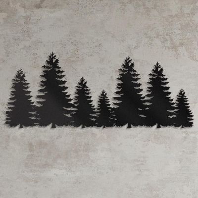 Pine Tree Metal Wall Art, Pine Tree Wall Decor, Nature Metal Wall Decor for Living Room, Bedroom, Bathroom (Black, 35.4x14.3inch/90x36cm)
