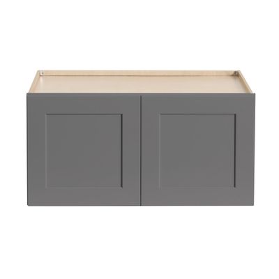 CozyHommie Solid Wood Wall-Mounted Cabinet Shaker Style Refrigerator Wall Kitchen Cabinet, Storage Cabinet for Kitchen Bathroom Garage (Pebble Grey, 33" Width x 24" Length x 24" Height)