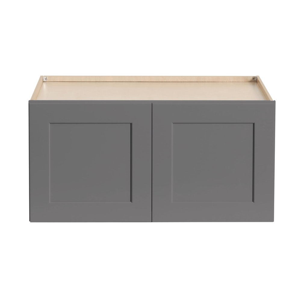 CozyHommie Solid Wood Wall-Mounted Cabinet Shaker Style Refrigerator Wall Kitchen Cabinet, Storage Cabinet for Kitchen Bathroom Garage (Pebble Grey, 33" Width x 24" Length x 24" Height)