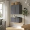 CozyHommie Solid Wood Wall-Mounted Cabinet Shaker Style Refrigerator Wall Kitchen Cabinet, Storage Cabinet for Kitchen Bathroom Garage (Pebble Grey, 33" Width x 24" Length x 24" Height) view 2