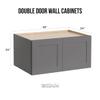 CozyHommie Solid Wood Wall-Mounted Cabinet Shaker Style Refrigerator Wall Kitchen Cabinet, Storage Cabinet for Kitchen Bathroom Garage (Pebble Grey, 33" Width x 24" Length x 24" Height) view 3