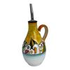 Ceramic Decanter for Olive Oil, Olive Oil Storage, Pottery Made in Italy, Ceramic Oil Holder, Kitchenware Made in Italy, Oil or Vinegar Cruet, Pottery with Houses view 1