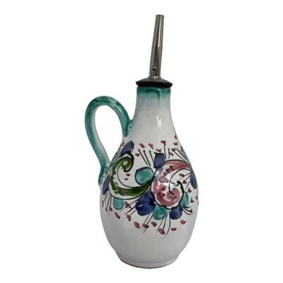 Ceramic Decanter for Olive Oil, Olive Oil Storage, Pottery Made in Italy, Ceramic Oil Holder, Kitchenware Made in Italy, Oil or Vinegar Cruet, Pottery with Swirls