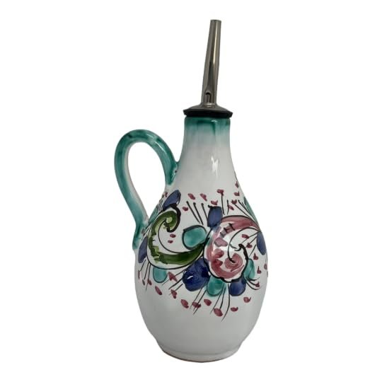 Ceramic Decanter for Olive Oil, Olive Oil Storage, Pottery Made in Italy, Ceramic Oil Holder, Kitchenware Made in Italy, Oil or Vinegar Cruet, Pottery with Swirls