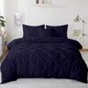 eBeddy Linens Pinch Pleated Pintuck Duvet Cover Set Alaskan King 132x120 Inch 100% Microfiber Soft and Breathable 3 Pieces Premium Comforter Cover Zipper Closure & Corner Ties Navy Blue view 1