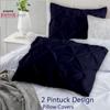 eBeddy Linens Pinch Pleated Pintuck Duvet Cover Set Alaskan King 132x120 Inch 100% Microfiber Soft and Breathable 3 Pieces Premium Comforter Cover Zipper Closure & Corner Ties Navy Blue view 4