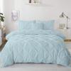 eBeddy Linens Pinch Pleated Pintuck Duvet Cover Set Alaskan King 132x120 Inch 100% Microfiber Soft and Breathable 3 Pieces Premium Comforter Cover Zipper Closure & Corner Ties Aqua Blue view 1