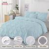 eBeddy Linens Pinch Pleated Pintuck Duvet Cover Set Alaskan King 132x120 Inch 100% Microfiber Soft and Breathable 3 Pieces Premium Comforter Cover Zipper Closure & Corner Ties Aqua Blue view 2