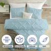 eBeddy Linens Pinch Pleated Pintuck Duvet Cover Set Alaskan King 132x120 Inch 100% Microfiber Soft and Breathable 3 Pieces Premium Comforter Cover Zipper Closure & Corner Ties Aqua Blue view 3