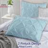 eBeddy Linens Pinch Pleated Pintuck Duvet Cover Set Alaskan King 132x120 Inch 100% Microfiber Soft and Breathable 3 Pieces Premium Comforter Cover Zipper Closure & Corner Ties Aqua Blue view 4