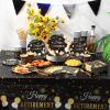 Funnymoom 452 Pcs Happy Retirement Party Decorations Men for 50 Guests, Black Gold Retirement Paper Plates and Napkins Cups Tablecloth Cutlery Straws Disposable Tableware Party Supplies for Men Women view 4