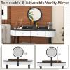 GOFLAME Makeup Vanity Desk Set, Dressing Table Set with LED Lighted Mirror, 3 Adjustable Lighting Modes and Touch Switch, Solid Wood Vanity Table and Cushioned Stool with 4 Drawers, White+Black view 3