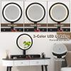 GOFLAME Makeup Vanity Desk Set, Dressing Table Set with LED Lighted Mirror, 3 Adjustable Lighting Modes and Touch Switch, Solid Wood Vanity Table and Cushioned Stool with 4 Drawers, White+Black view 4