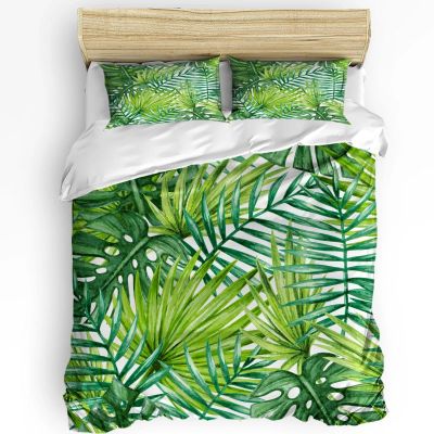 KQZVCU Palm Leaves Tropical Jungle Plant Green Bedding Set Duvet Cover Pillowcase Quilt Cover Double Bed Set Home Decor 240x260cm/65x65cmx2