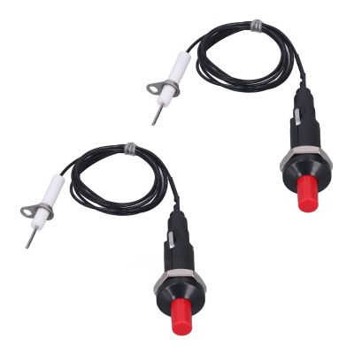 2 Pcs Piezo Igniter 1 Out 2 Push Button with Ignition Needle Wire 1 Meter Piezoelecc Ignition for Fireplace Oven Heater Kitchen Stove Aries
