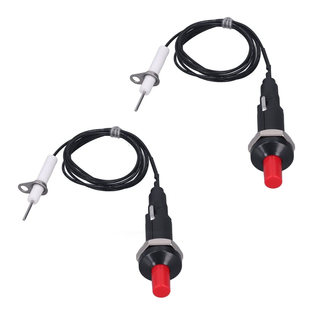 2 Pcs Piezo Igniter 1 Out 2 Push Button with Ignition Needle Wire 1 Meter Piezoelecc Ignition for Fireplace Oven Heater Kitchen Stove Aries