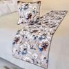The HomeCentric King/Queen/Twin Ivory Decorative CA King 86"x18" Bed Runner Without Pillow Cover, Floral, Quilted Bed Scarf on Satin Fabric - Floral Harmony view 1