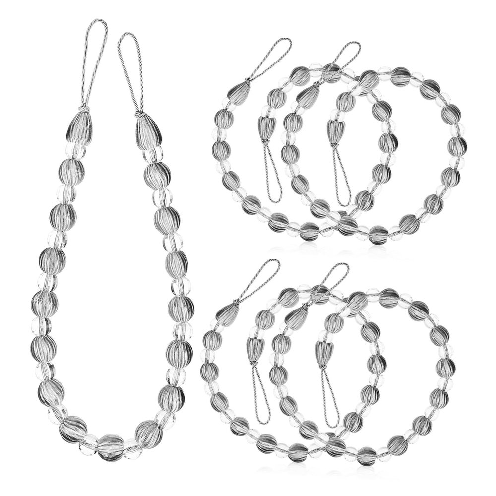 Amosfun 6pcs Acrylic Bead Curtain Tiebacks Elegant No-Punch Decorative Drapery Holders for to Use Suitable for Various Curtains