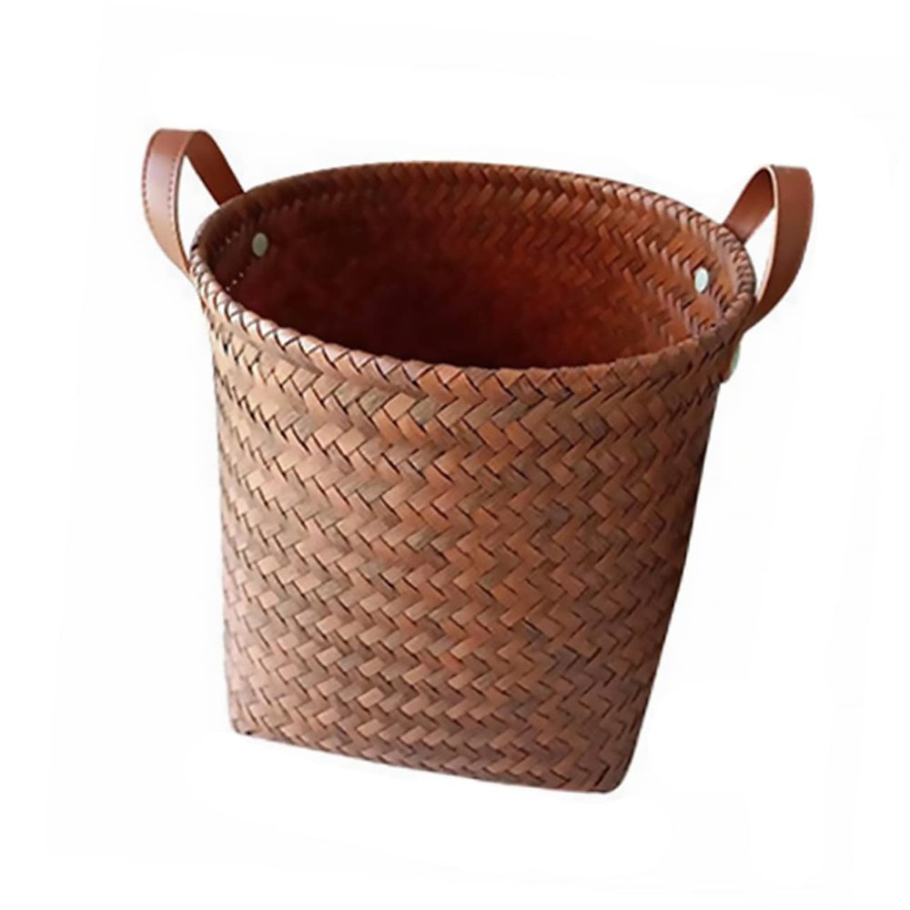 RORPOIR Multipurpose Imitation Rattan Woven Basket for Laundry Toys and Home Decor Stylish Storage for Bedroom Nursery and Office Small Lightweight Design