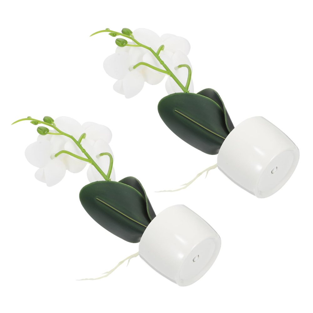 RORPOIR 2pcs Artificial Orchid Decoration Set Realistic Imitation Flower Ornament for Home and Office Potting Plant Adornments White for Elegant
