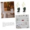 RORPOIR 2pcs Artificial Orchid Decoration Set Realistic Imitation Flower Ornament for Home and Office Potting Plant Adornments White for Elegant view 3