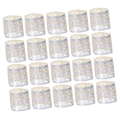 50pcs Hollow Paper Candle Wraps for Parties and Weddings Delicate Cylindrical Lampshade Decor for Festivals and Special Occasions Eye-catching Light Projection Reflective Silver
