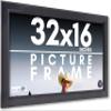 CountryArtHouse 32x16 Frame Black Picture Frame - Includes UV Acrylic Shatter Guard Front, Acid Free Foam Backing Board, Hanging Hardware Wood Wall Frames for Family Photos - no Mat view 1