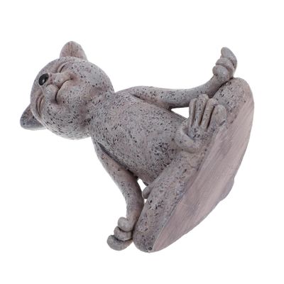 AOKWAWALIY 1pc Resin Craft Meditation Cat Figurine Cute Cat Adornment for Home Decor Compact Tabletop Ornament for Garden and Desk Unique Resin Decoration