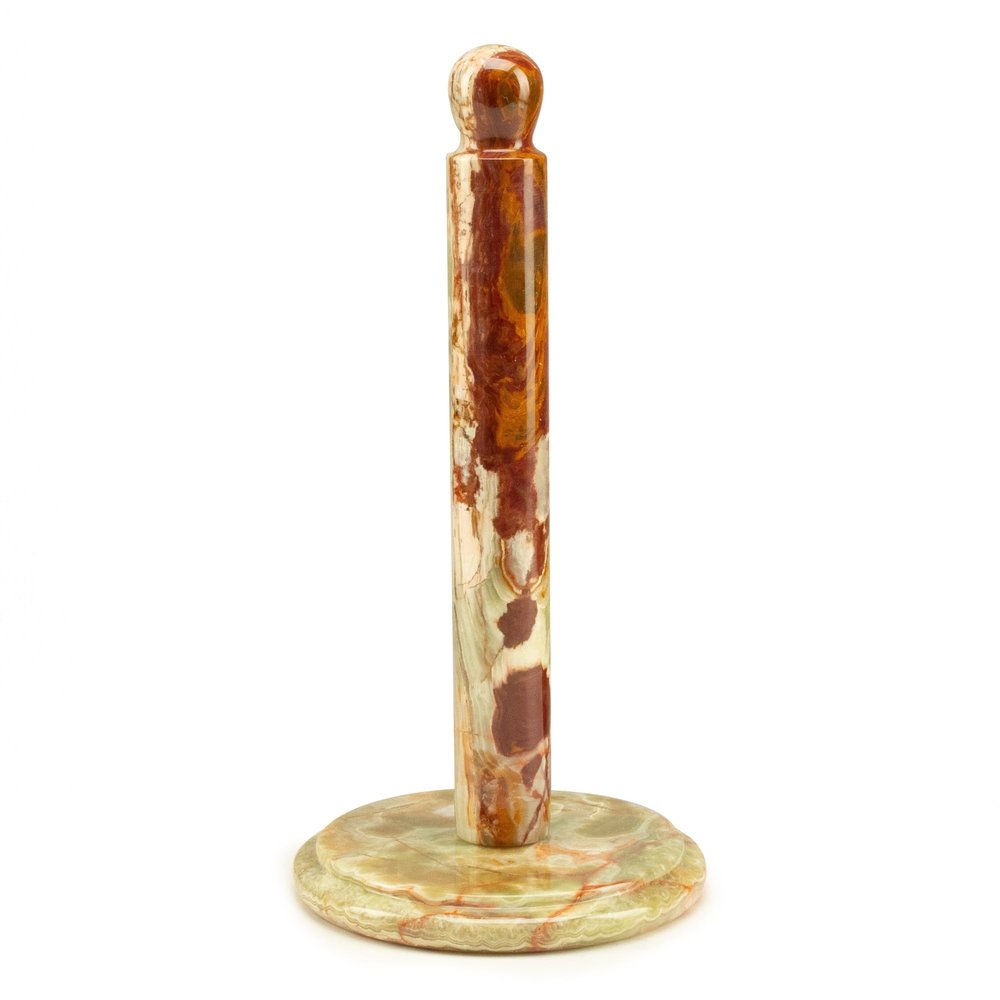 KALIFANO - Green Onyx Kitchen Towel Holder, Unearthed and Hand-Carved in Pakistan, Timeless, Unique, and Elegant Decor Accent, Office or Home Decor