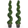 DREAMADE 4ft Faux Boxwood Topiary Tree, Spiral Sun-Protected Potted Fake Plant with Cement-Filled Plastic Pot, Artificial Tree Indoor Outdoor for Home Office Front Porch Garden view 1