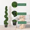DREAMADE 4ft Faux Boxwood Topiary Tree, Spiral Sun-Protected Potted Fake Plant with Cement-Filled Plastic Pot, Artificial Tree Indoor Outdoor for Home Office Front Porch Garden view 3