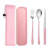 HIDEERPPY Silverware Set, 3/12/18/24 Pieces Portable Tableware 304 Stainless Steel Spoon Chopsticks Cutlery Box Travel Chopsticks Spoon Set Creative Gift, Flatware Set (Color : Pink, Size : 1Set-3P view 1