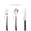 HIDEERPPY Silverware Set, 3/12/18/24 Pieces Portable Tableware 304 Stainless Steel Spoon Chopsticks Cutlery Box Travel Chopsticks Spoon Set Creative Gift, Flatware Set (Color : Pink, Size : 1Set-3P view 2