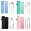 HIDEERPPY Silverware Set, 3/12/18/24 Pieces Portable Tableware 304 Stainless Steel Spoon Chopsticks Cutlery Box Travel Chopsticks Spoon Set Creative Gift, Flatware Set (Color : Pink, Size : 1Set-3P view 4