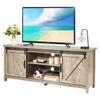 CASART Wooden TV Cabinet, 3 Tier TV Console Table with Sliding Barn Doors and Shelves, Rustic Media Entertainment Center for Living Room Bedroom Office (Grey Wash), 147 x 40 x 60cm, CAHW61826 view 1