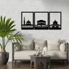 Masjid An-Nabawi, Masjid Al Haram and Masjid Al Aksa Set of 3 Islamic Metal Wall Art, Metal Kaaba Wall Decor, Ramadan Decorations, Muslim Home Art Gift, Arabic Wall Art, Hajj Art, Housewarming Gift (Gold, 23.6 x 53" / 60 x 134 cm (includes spaces)) view 2