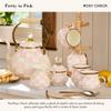 MACKENZIE-CHILDS Enamel Creamer, Creamer Dispenser with Pour Spout, Kitchen Enamelware, Pink-and-White Rosy Check view 3
