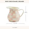 MACKENZIE-CHILDS Enamel Creamer, Creamer Dispenser with Pour Spout, Kitchen Enamelware, Pink-and-White Rosy Check view 4