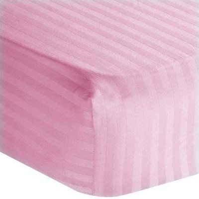 3PC Hospital Bed Sheet Set - 100% Cotton Sheets with 400 Thread Count Sheets for Hospital Beds 6" Deep Pocket - Pink Stripe, Twin Size (39" x 75")