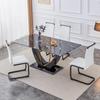 gopop 5 Piece Glass Dining Table Set, Modern Kitchen Table and Chairs for 4, PU Leather Dining Room Table Sets for Home, Kitchen, Dining Room. view 1