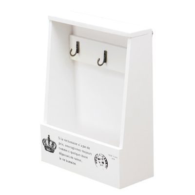 Holibanna Organizer with 3 Hooks Vintage Storage Box for Mail Keys 16.5x10x27.5cm Wall-Mounted Decor