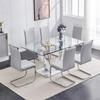 gopop 7 Piece Glass Dining Table Set, Modern Kitchen Table and Chairs for 6, PU Leather Dining Room Table Sets for Home, Kitchen, Dining Room. view 1