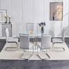 gopop 7 Piece Glass Dining Table Set, Modern Kitchen Table and Chairs for 6, PU Leather Dining Room Table Sets for Home, Kitchen, Dining Room. view 2